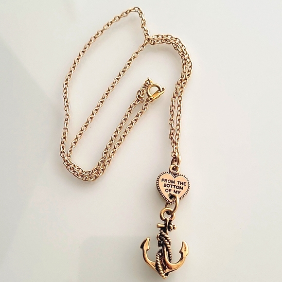 Gold Tone Anchor Heart Necklace - Picture 3 of 4